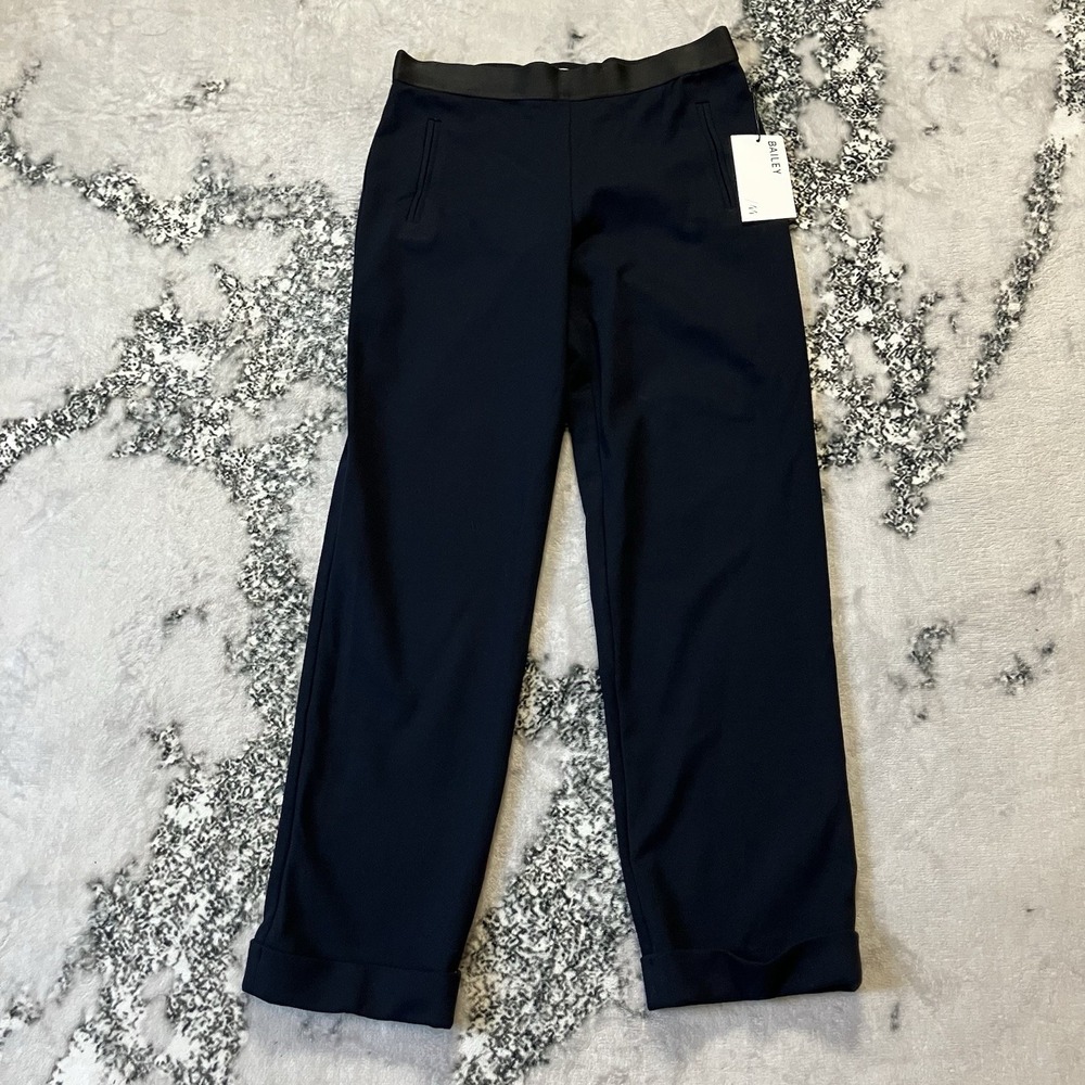 Baily 44 Pants Womens Size XS Navy Blue Cuffed Hem Straight Leg Stretch